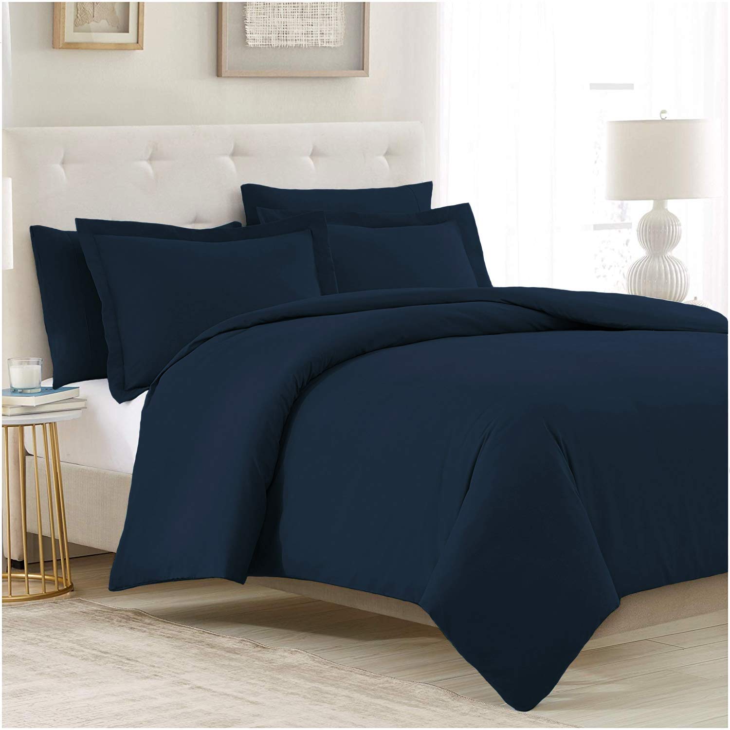 Mellanni Full Duvet Cover Set - 5 Pc Iconic Collection Bedding Set - Hotel Luxury, Extra Soft & Cooling - 1 Comforter Cover, 2 S